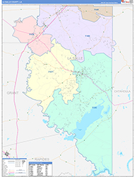 La SalleParish (County), LA Wall Map Color Cast Style 2026